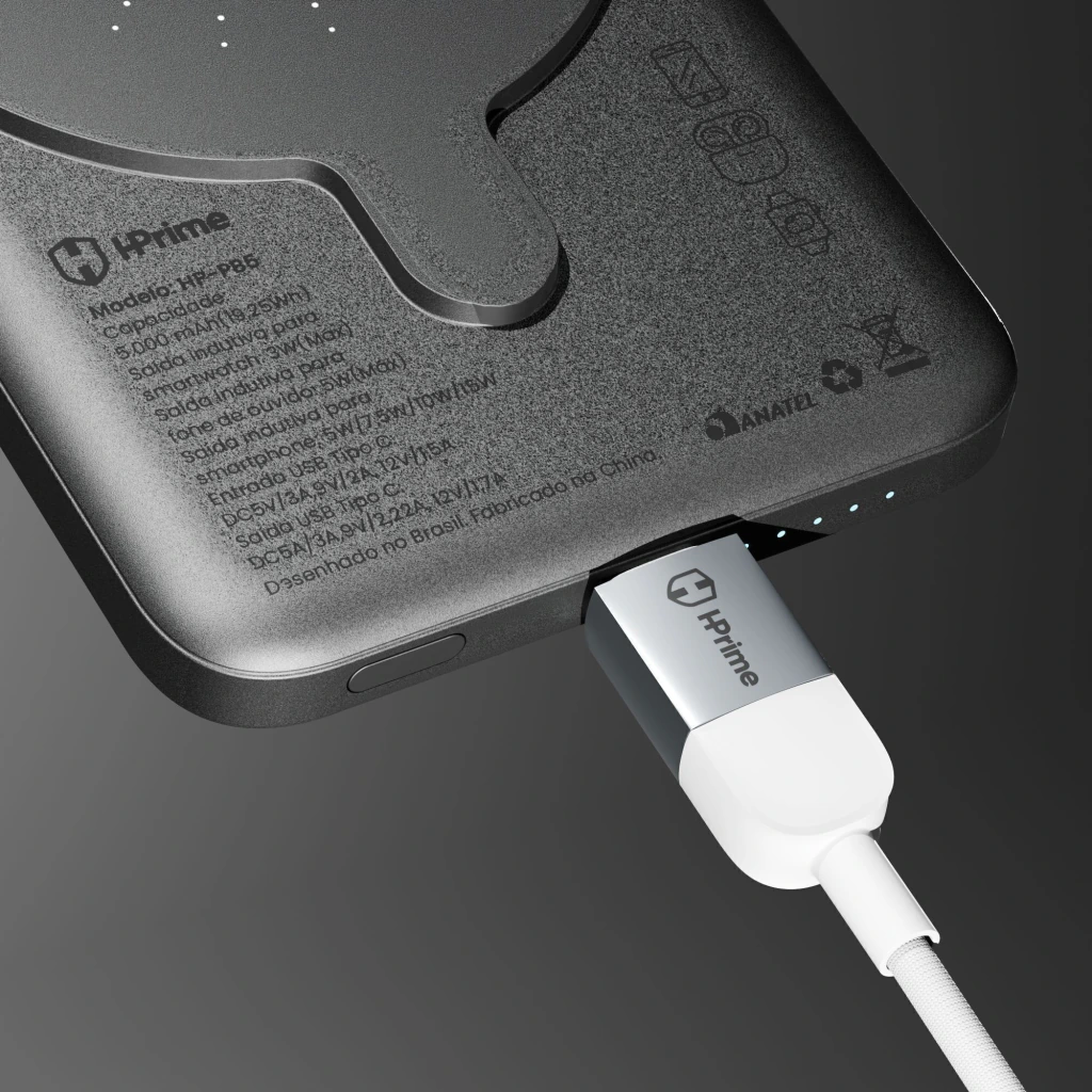 PowerBank HPrime Hybrid10 10000mAh Wireless USB-C Grafite 